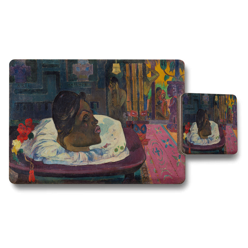 Colorful Portrait Placemat and Coaster Set for Dining Table Decor