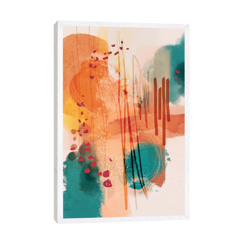 Sunset Beach - Painting on Canvas, 66.04 cm H x 45.72 cm W, White Framed