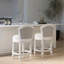 Tabouret de bar à hauteur de comptoir de 26 po, pivotant à 180 degrés, rembourré à dossier, structure blanche et tabouret pivotant à finition grise avec design, siège, dossier rembourré