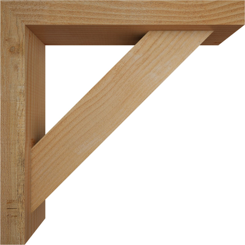 Traditional Block Bracket w/ Offset Brace, 20 x 20, 4"W Douglas Fir (Rough Sawn)