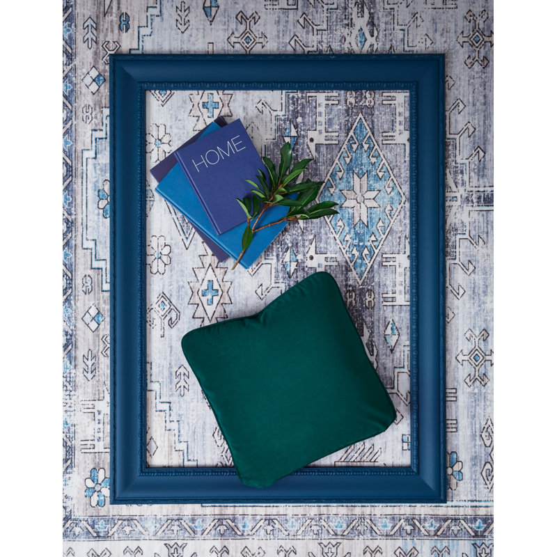 Caygan 20" Teal Polyester Square Pillow with Feather Fill