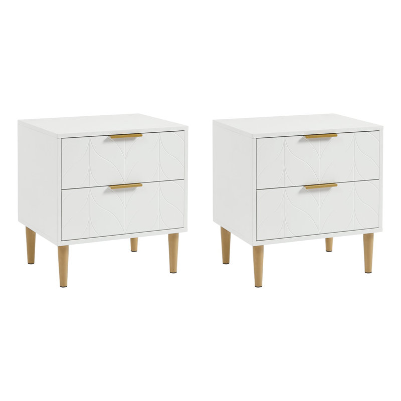 Adams 50cm W Manufactured Wood Bedside Table, Set of 2, White