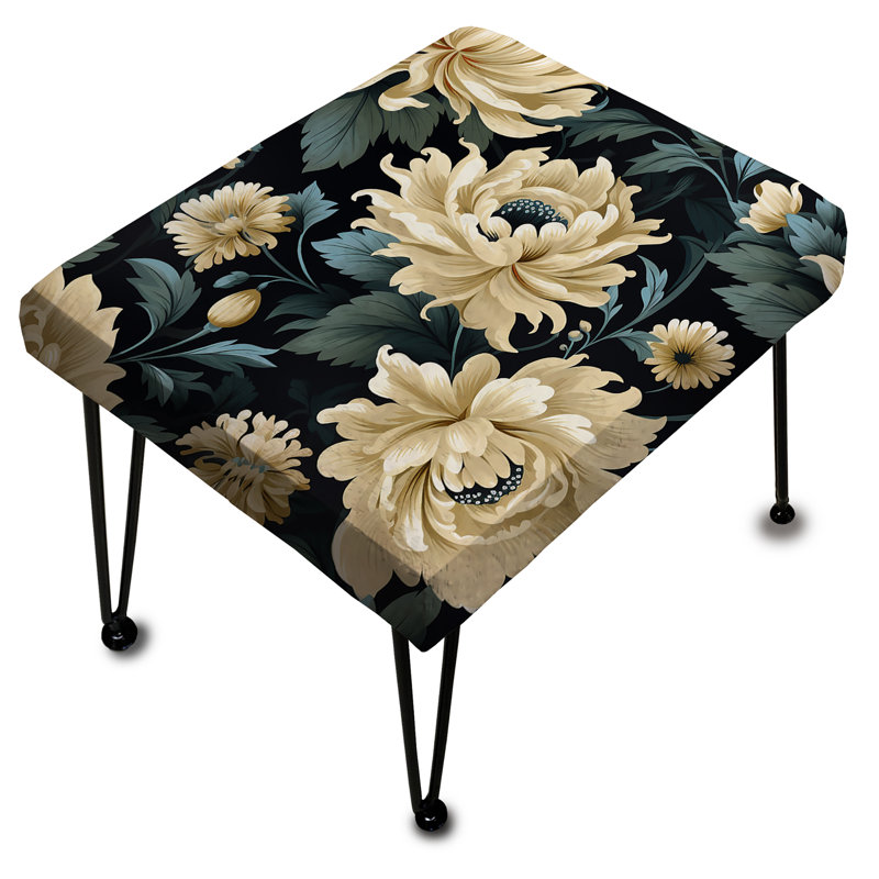 Beige foncé foncé damassé Breeze - Repose-pieds rectangulaire damassé