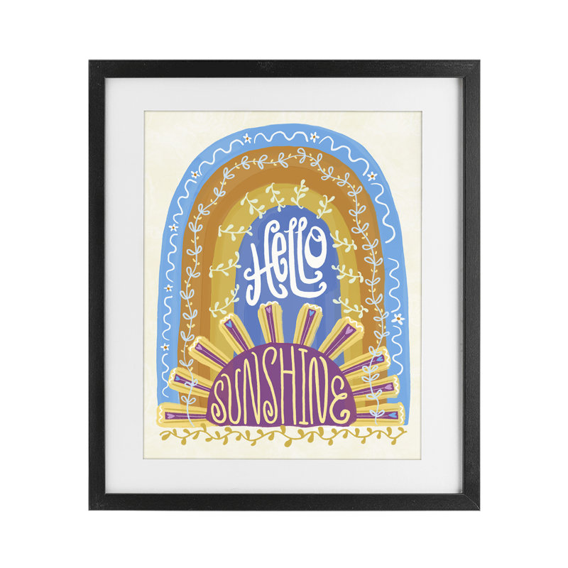 «Boho Hello Sunshine», reproduction encadrée sous verre, conception de Connie Summers, H 21 po x l 17 po, Cadre noir minuit
