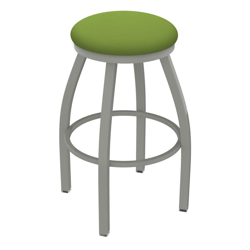 Cragin Swivel Upholstered Counter Stool, Anodized Nickel, Vinyl-Canter Kiwi Green, Extra Tall (36” Seat Height)