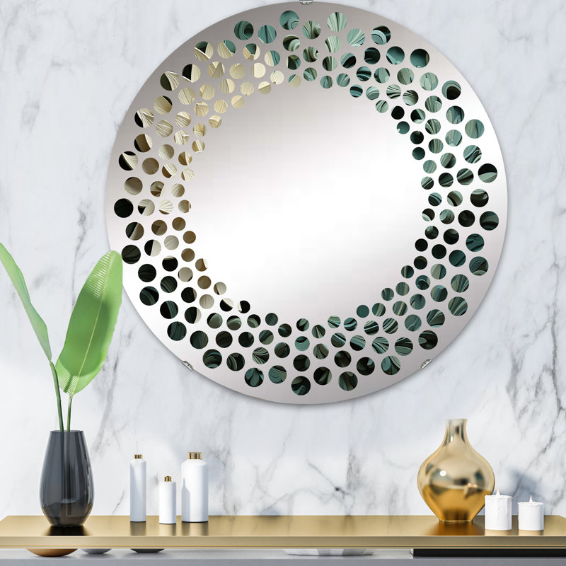 Miroir mural vert à pois Helix - MIR106093 C, 31,4 po x 31,4 po, Cercle