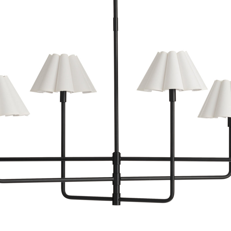 Polly 6-Light Chandelier, Natural Brass, White