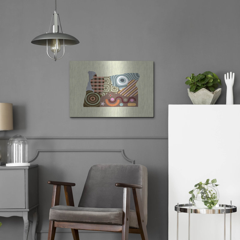Wrought Studio ™ «Oregon State Map» par Lanre Adefioye, mur en métal, H 16 po x l 24 po