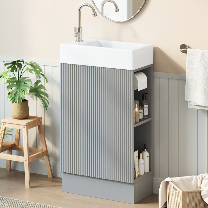 Freestanding Bathroom Cabinet, 46cm, Grey