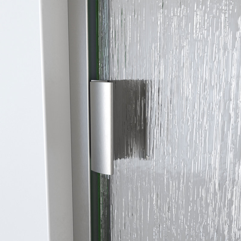 Brushed Nickel Semi-Frameless Swing Shower Door with Rain Glass