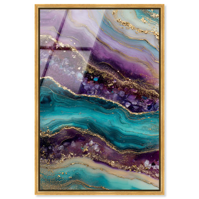 Art mural de salle de bain Gilded Purple Flow I par Art Remedy, cadre doré, 30 x 45