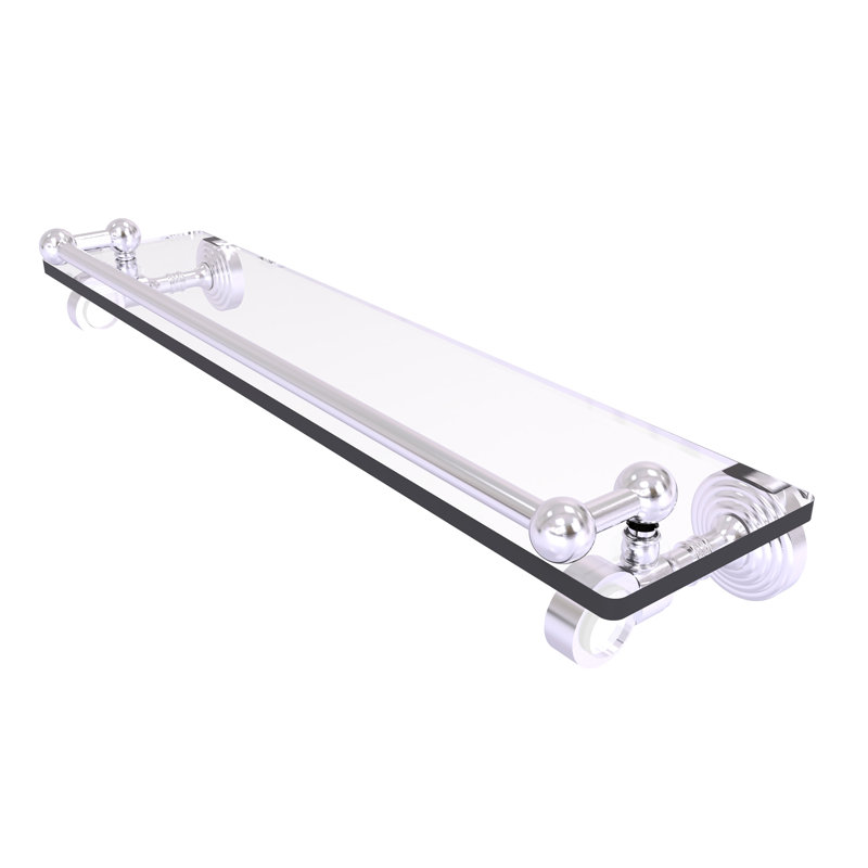 Jarrell Glass Bracket Shelf with Towel Bar, 3.5" H x 22" W x 5.5" D, Satin Chrome