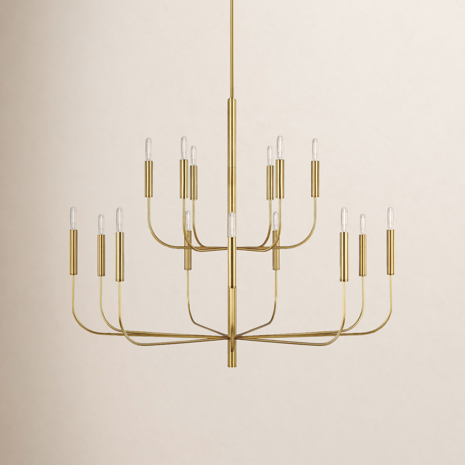 Tedder 15-Light Dimmable Tiered Chandelier , Burnished Brass