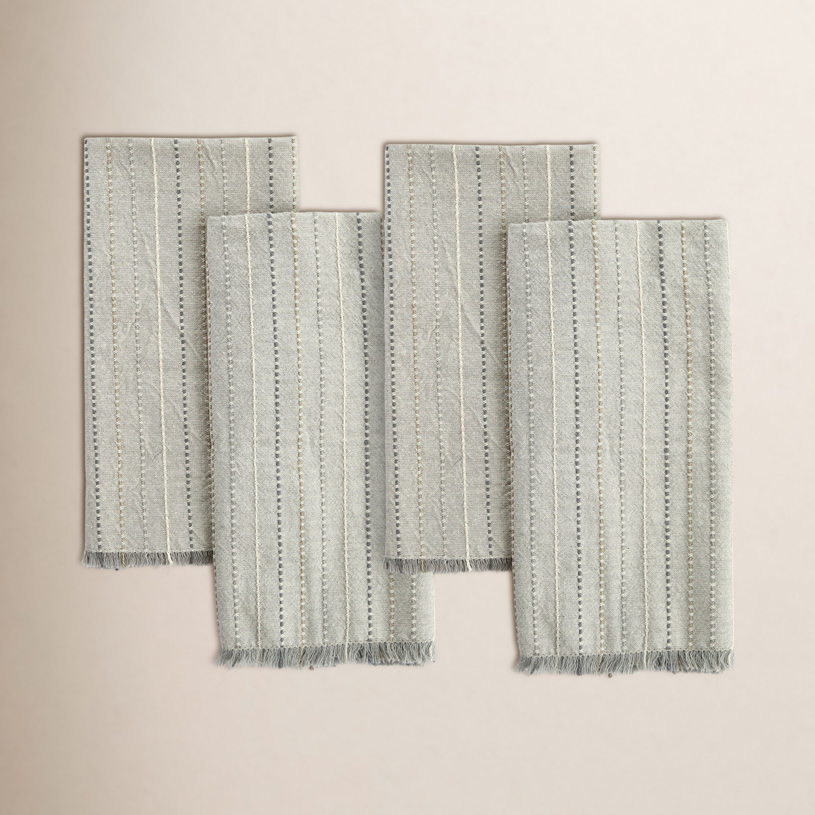 Fringe Stripe Organic Napkin Neutrals, Neutrals