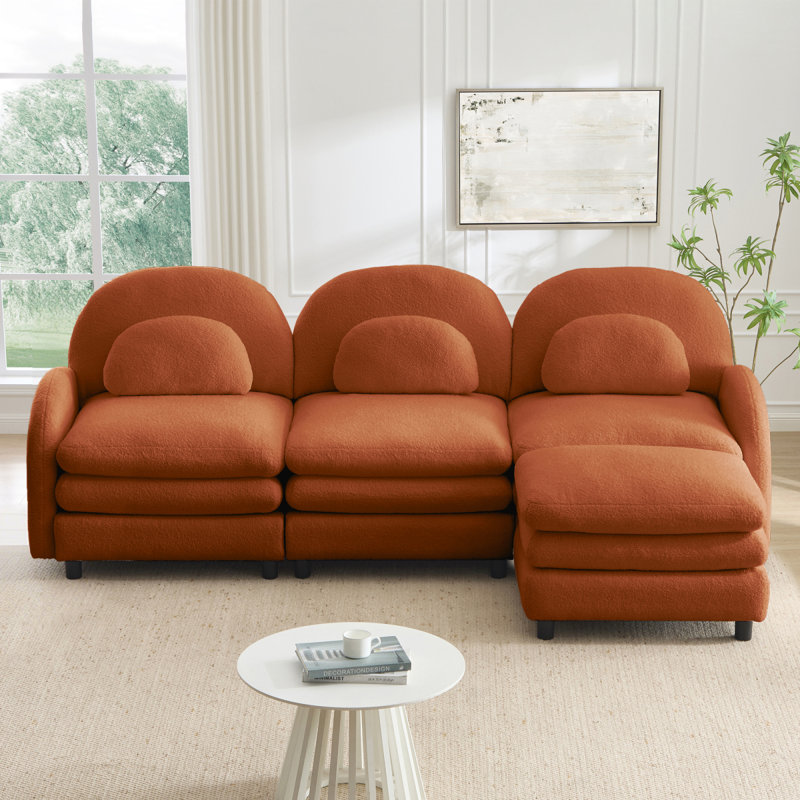 Canapé 3 places Teddy, H 35,4 po x l 98,2 po x P 55,5 po, Orange