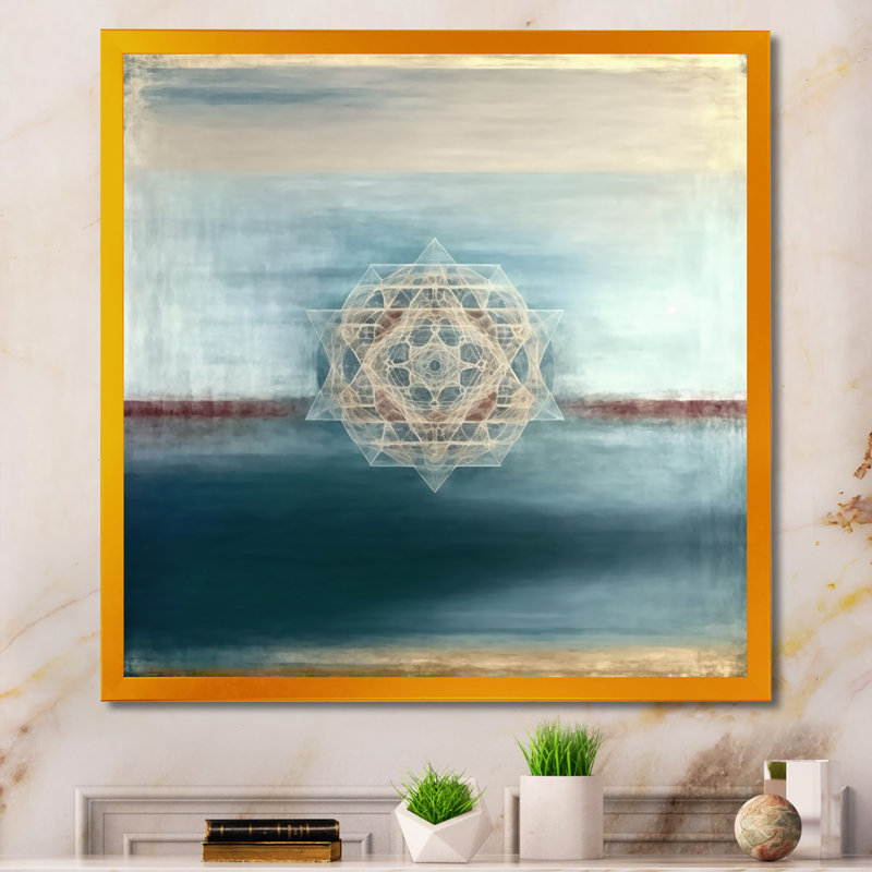 Sacré géométrie dans des tons de couleurs rétro - reproduction sur toile flottante, H 16 po x l 16 po x P 1 po, Or
