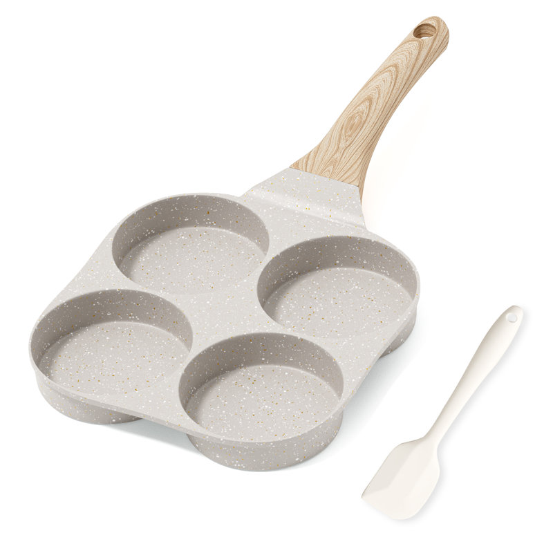 Caannasweis 4 Cup Egg Omelette Pan Nonstick Granite Omelette Skillet, Beige