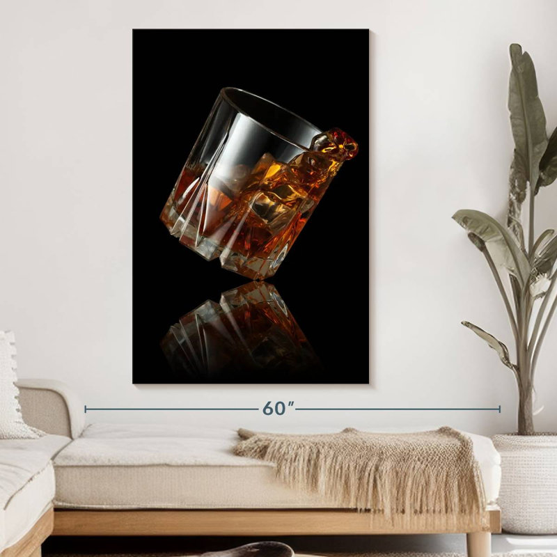 Whiskey Glass Reflection Canvas Print, 51" H x 34" W x 1.25" D