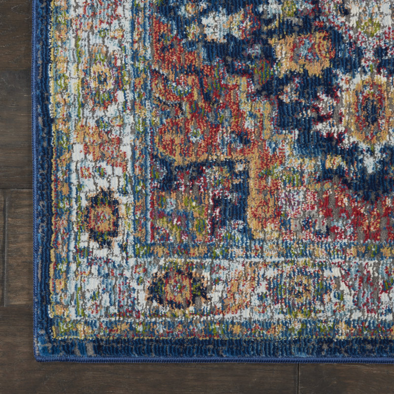 Tapis traditionnel bleu Raymond, Tapis de couloir 2 pi x 6 pi