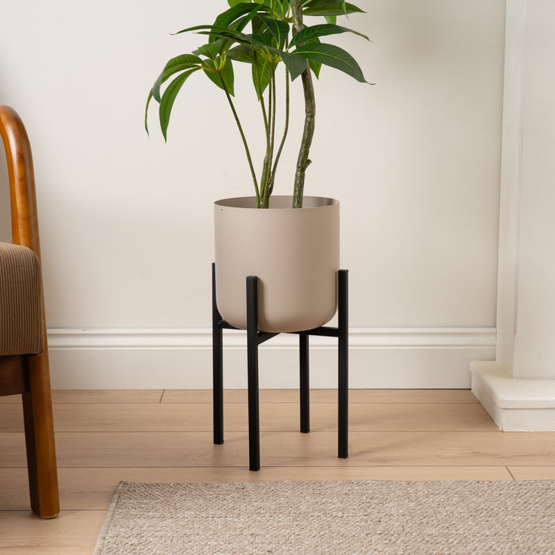 Beige Matt Planter On Stand