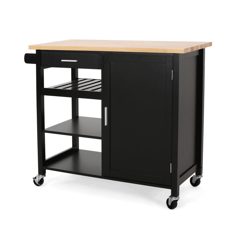 Armoire de cuisine pour îlot de cuisine avec tiroir et 2 tablettes, Noir