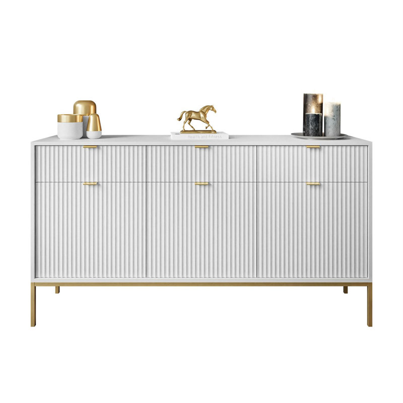 Aliyani 154 cm W Chest of 3 Drawers, White