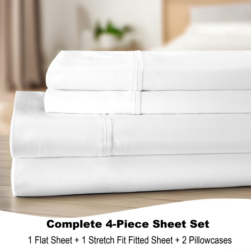 Ensemble de draps CoolMax, Blanc, Ensemble de draps pour grand lit + un drap-housse 