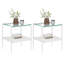 Ensemble de 3 tables basses et tables de bout, table en verre trempé avec panneau de fibres à densité moyenne, verre-1990936252