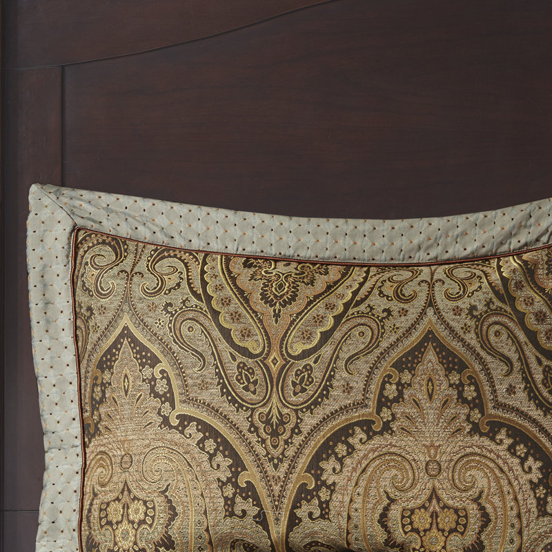 Queen Brown Jacquard Medallion Duvet Comforter Set