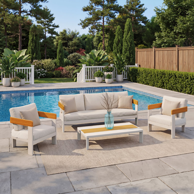 Riyadh 5 - Person Aluminum Outdoor Seating Group With Olefin Cushions
