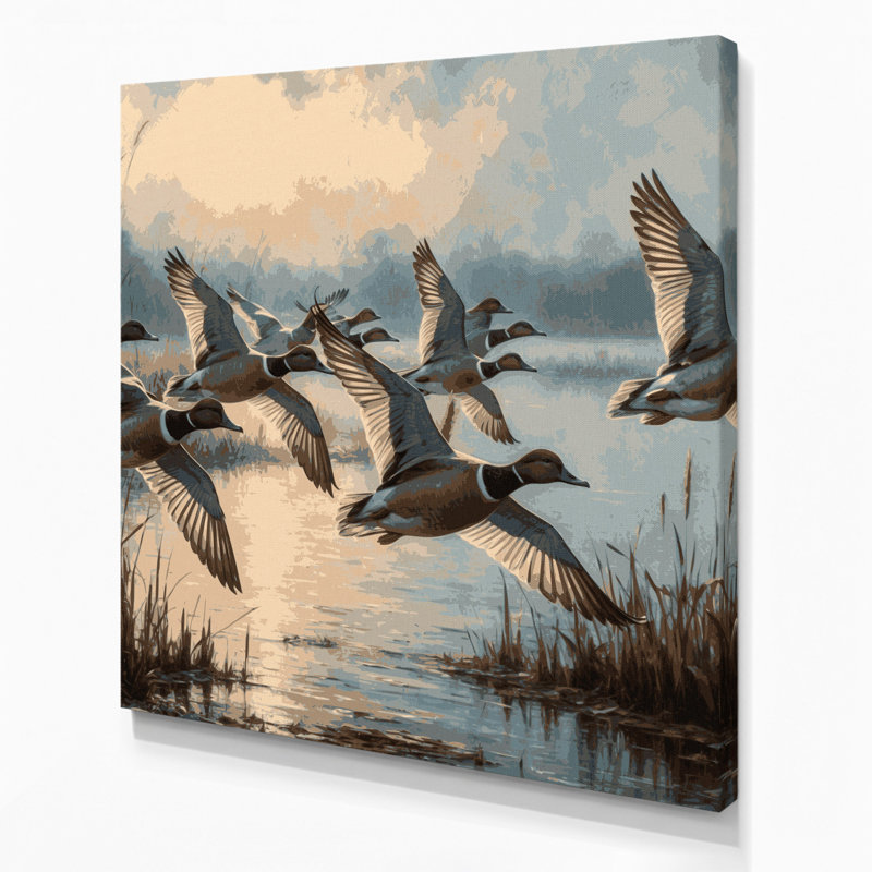 «Birds Northern Pintail», art mural sur toile beige, H 8 po x l 8 po