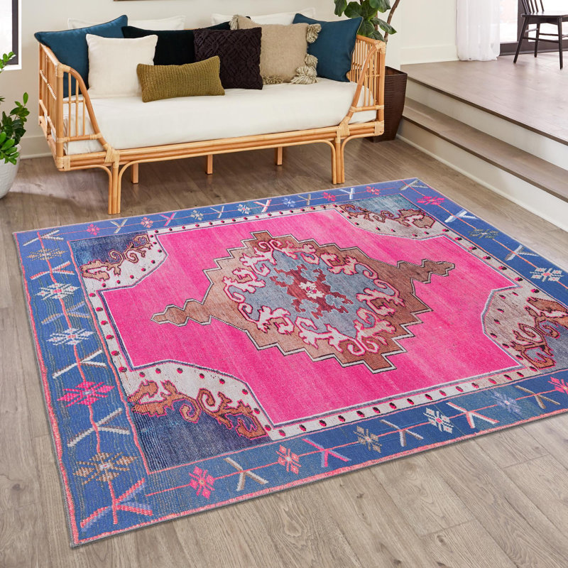 Oppie Performance Chenille Oriental Indoor Rug, Square 7'6"