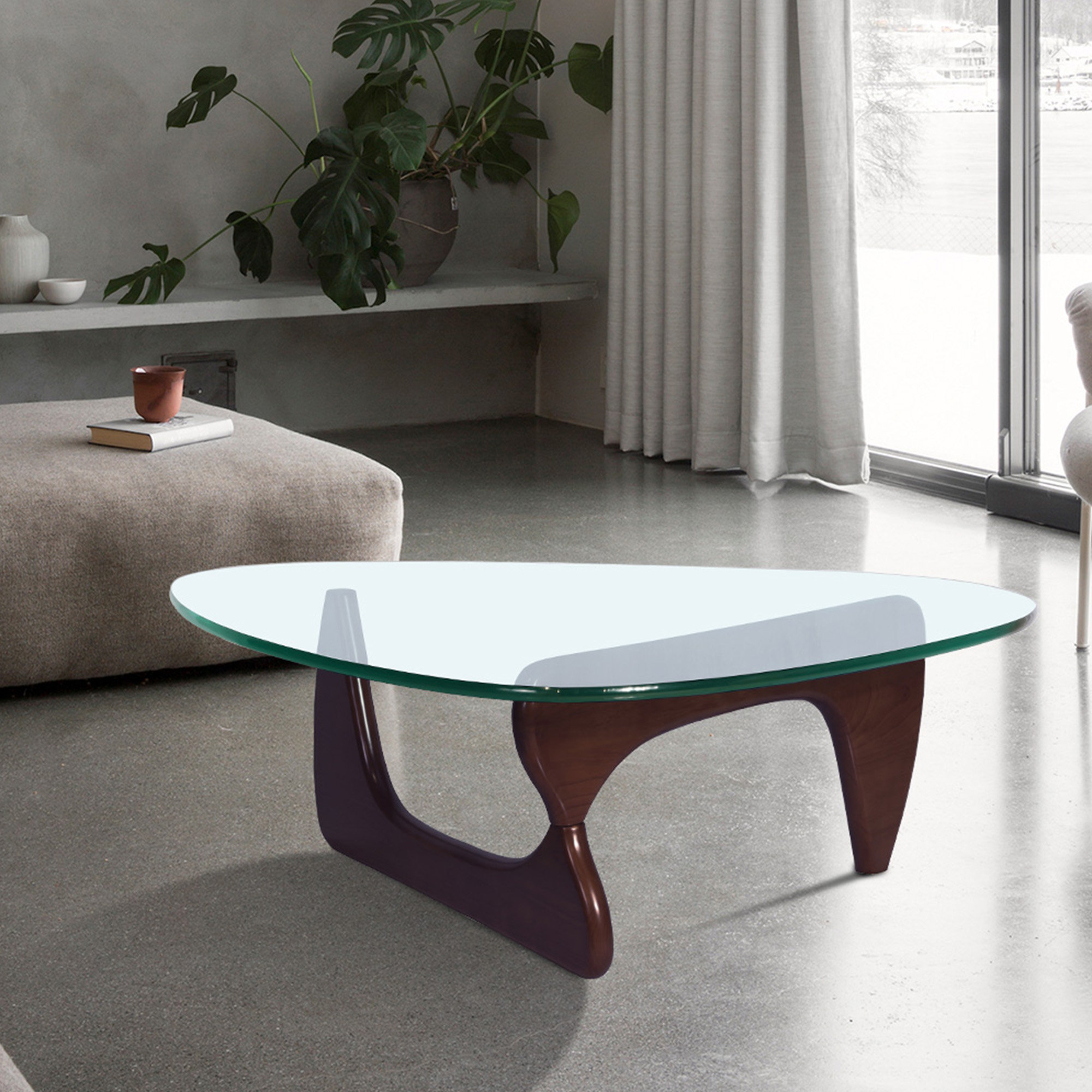 Corrigan Studio® Unique Art Wood Base Triangle Coffee Table,0.75 ...