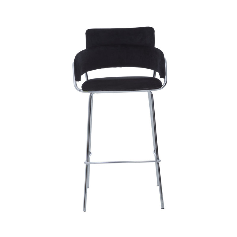 Elsberry Upholstered Counter Stool with Metal Frame, Silver, Black
