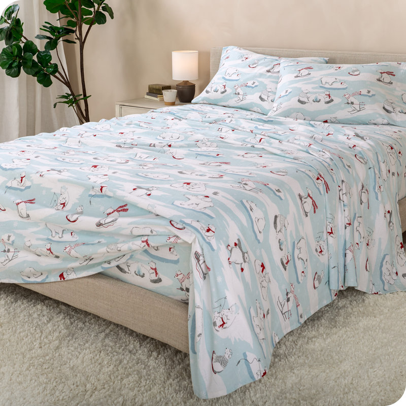Cotton Flannel Winter Sheet Set, California King Sheet Set + 2 King Pillowcases