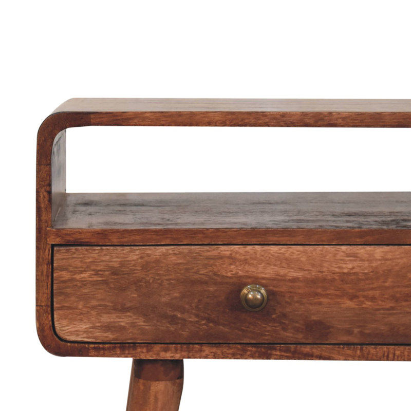 Console en bois massif courbé California, Caramel