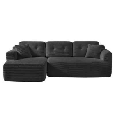 107" Modular Sectional Sofa-in-a-Box, Left-Facing Oversized Chaise, No Assembly Required, Compressed Sofa, Lead Grey