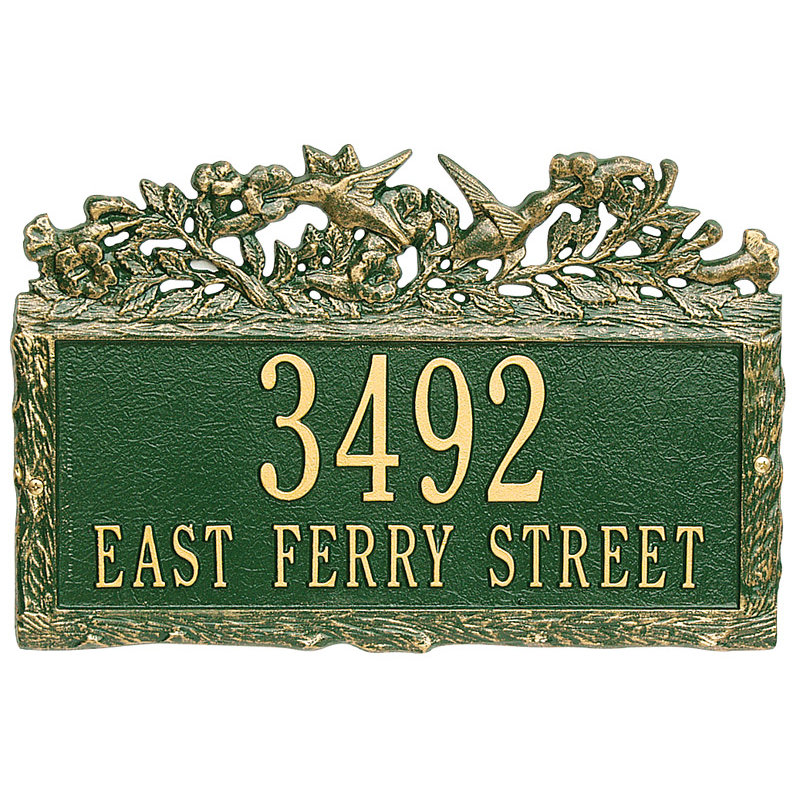 Woodland 2-Line Wall Address Plaque, Green and Gold, Yes