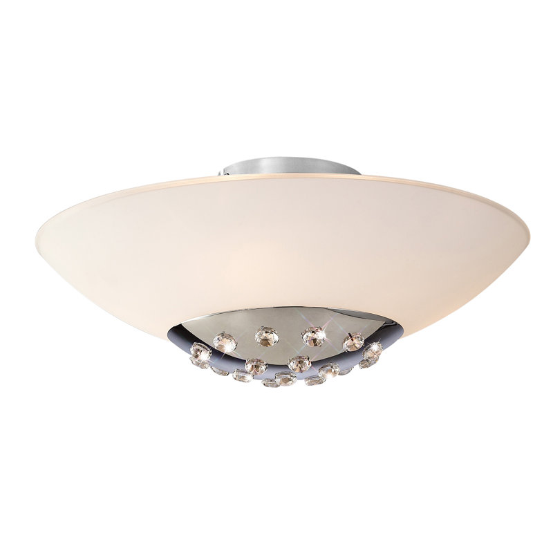 Glass Semi Flush Mount, Polished Chrome