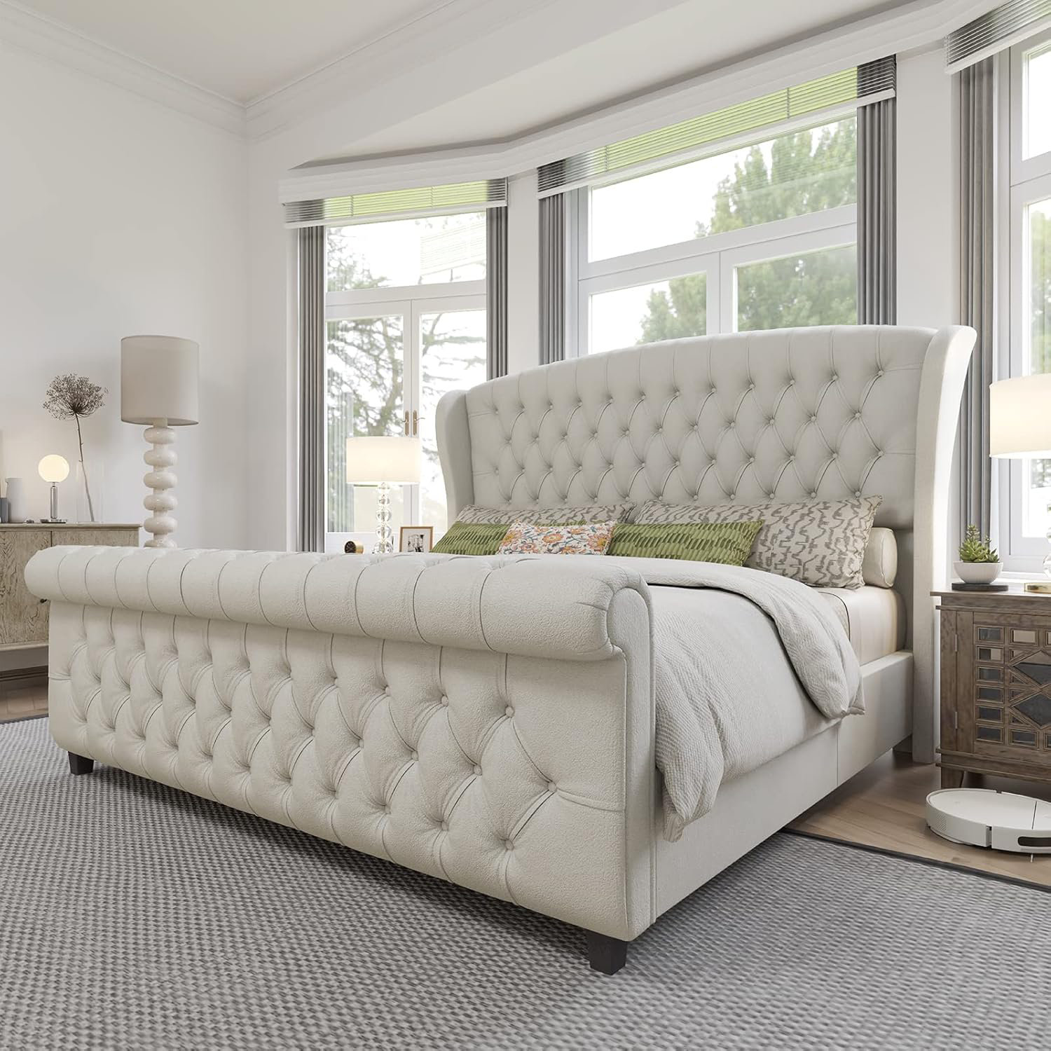 Willa Arlo™ Interiors Dulane Chenille / Velvet Upholstered Sleigh Bed with  Scroll Wingback Headboard \u0026 Reviews | Wayfair, image size:1500x1500