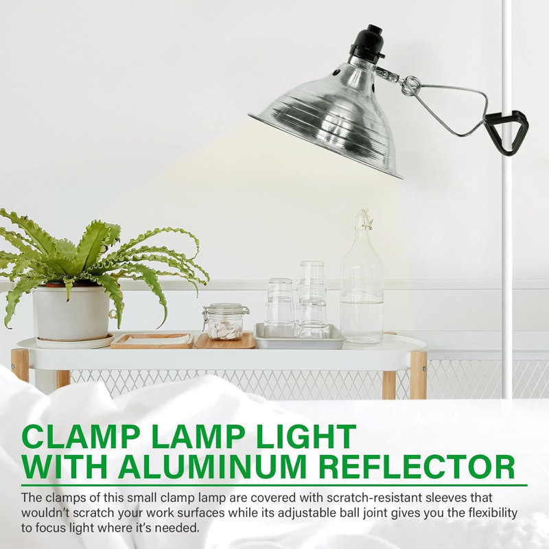 Ensemble de 1 lampe à pince simple de luxe avec réflecteur en aluminium de 8,5 pouces jusqu'à 150 watts E26 (sans ampoule incluse), cordon de 6 pieds