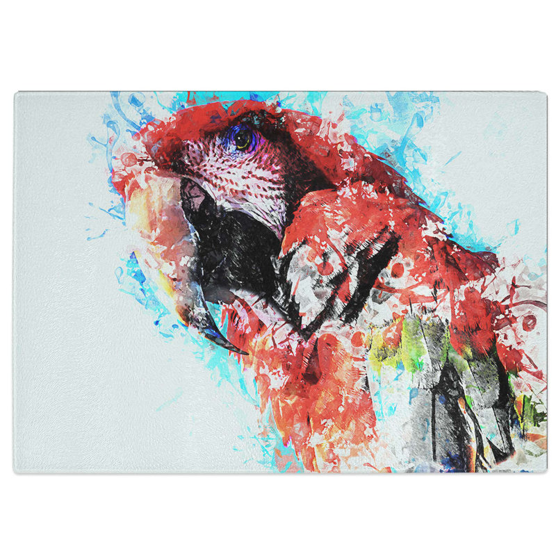 Tempered Glass Macaw Parrot Chopping Board, 39 cm W x 28.5 cm L
