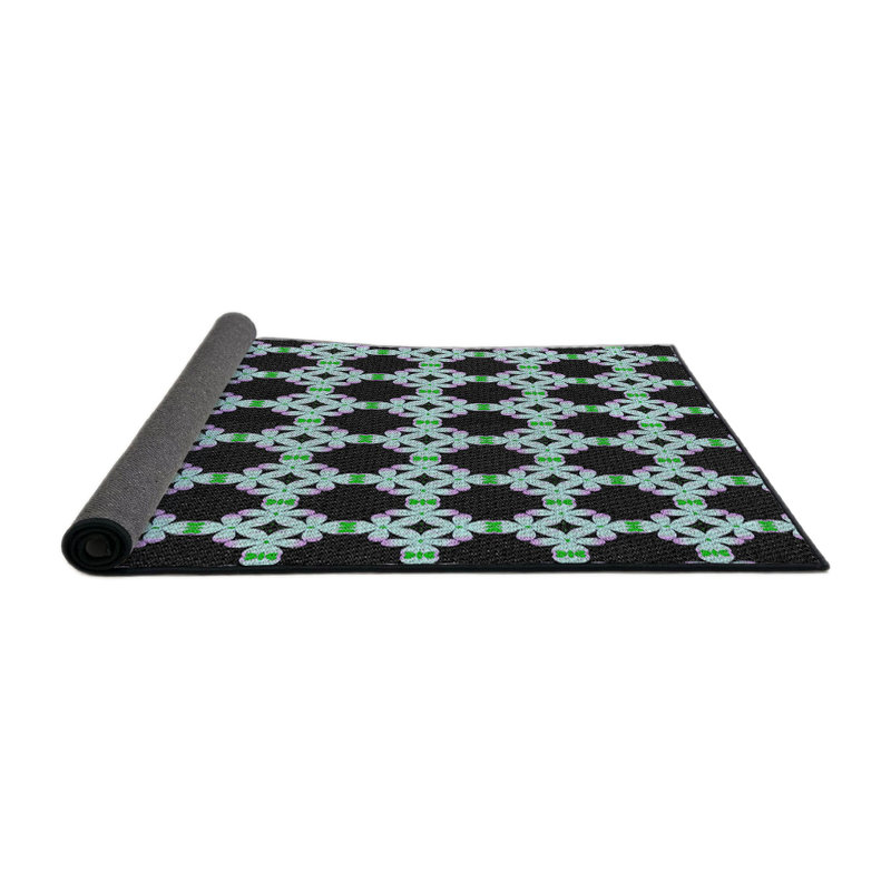 Tapis noir/vert à motifs, Rond 4 pi