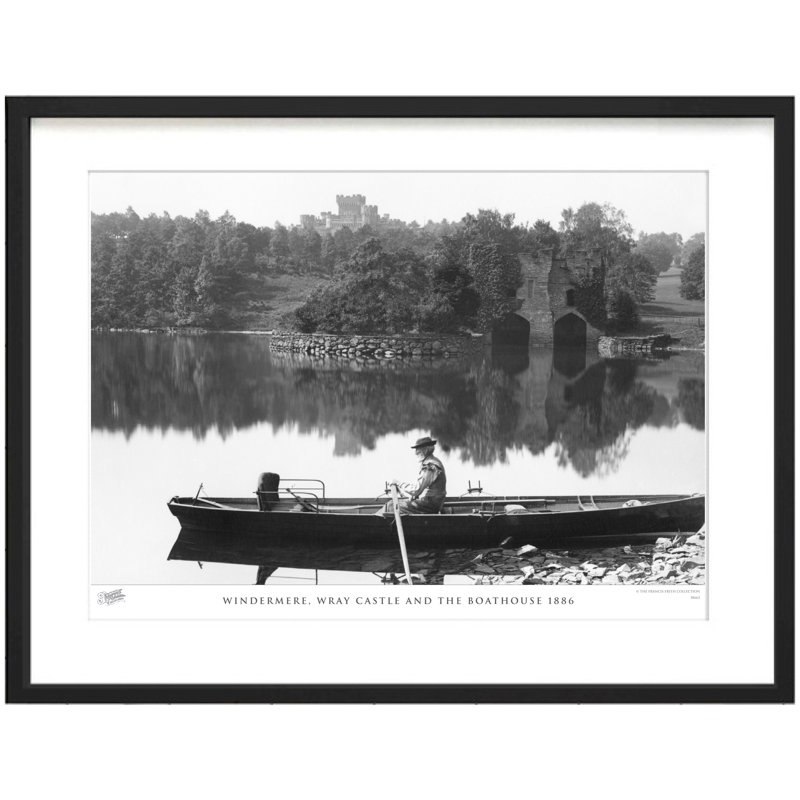 Windermere, Wray Castle And The Boathouse 1886 - Single Picture Frame Print, 40cm H x 50cm W x 2.3cm D