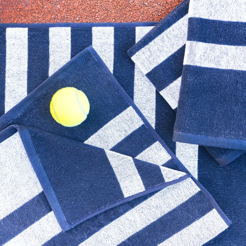 Ensemble de 4 serviettes d'entraînement rayées bleues, Bleu, 4
