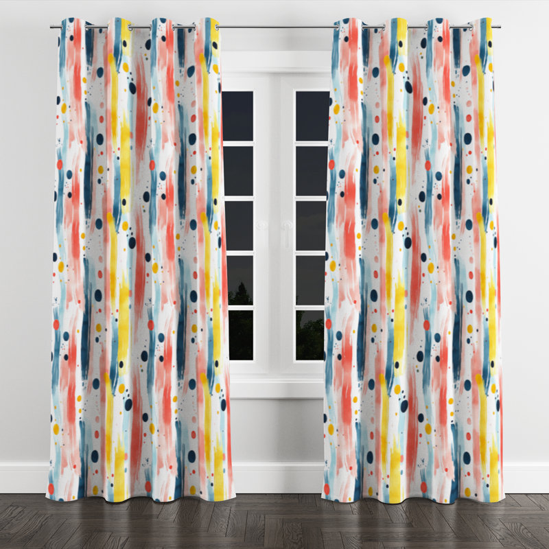 Rideaux de fenêtre abstraits For Kids - rideau linéaire simple à œillets Azriah - 1 panneau, L 52 po x L 84 po