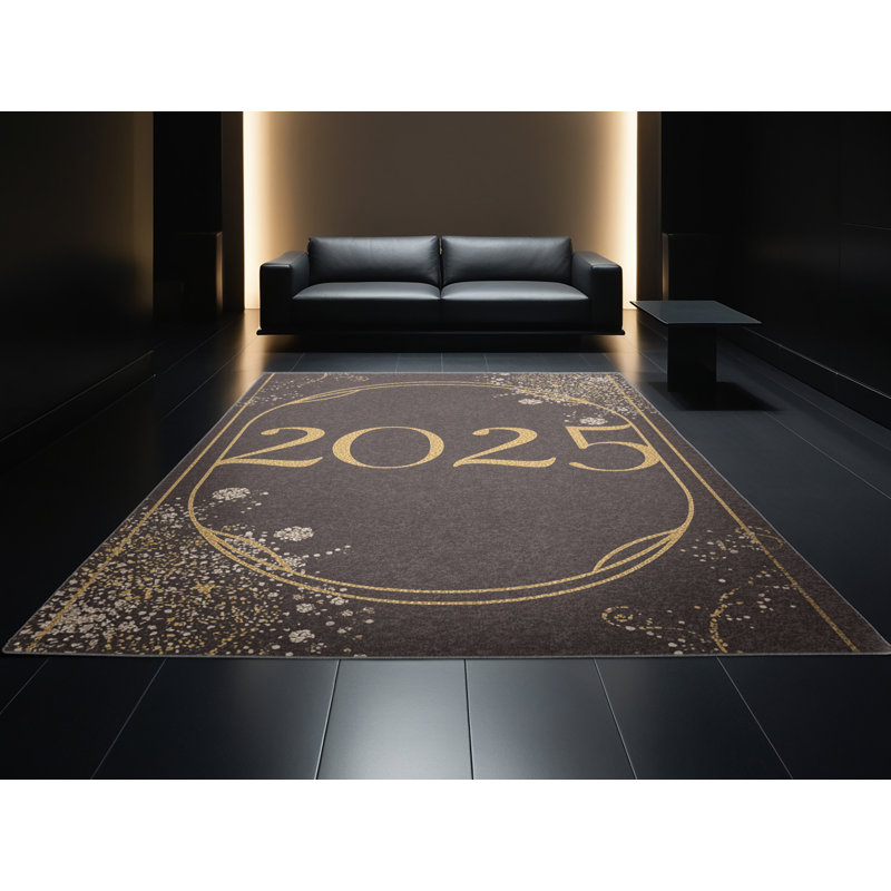 Soft Plush Estep New Years Modern & Contemporary Abstract Area Rug in Gray – Gray Binding, 3x5