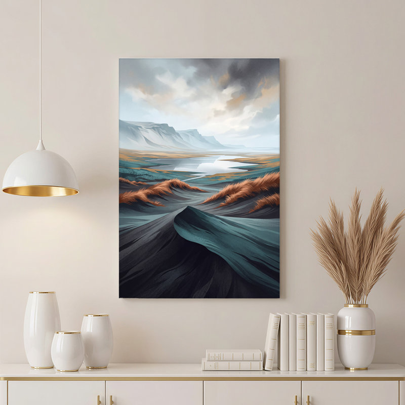 Art mural sur toile Misty Mountains and River, 48"H x 32"W