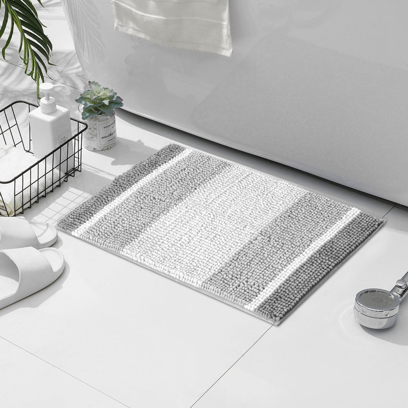 Roxboro Chenille Soft and Absorbent Bath Rug, Light Grey, 16" W x 24" L