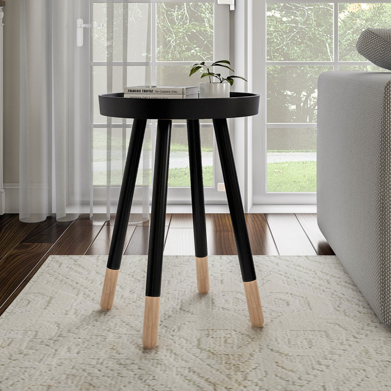 Table d'appoint moderne avec plateau, noir, Noir